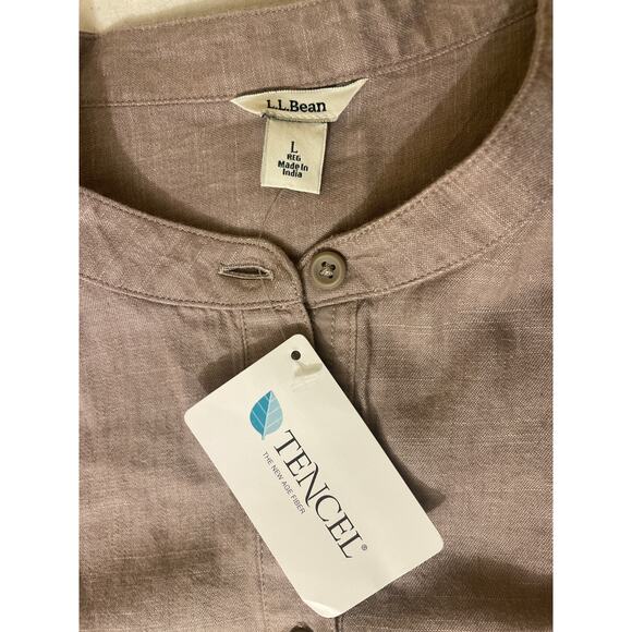 LL Bean Women's Size Large Tencel Tunic Blouse‎ Relaxed Fit Pullover Beige NWT - Picture 3 of 7